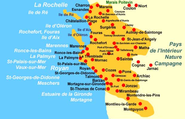 carte charente-maritime stations vacances