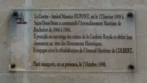 Rochefort, plaque Contre Amiral Dupont