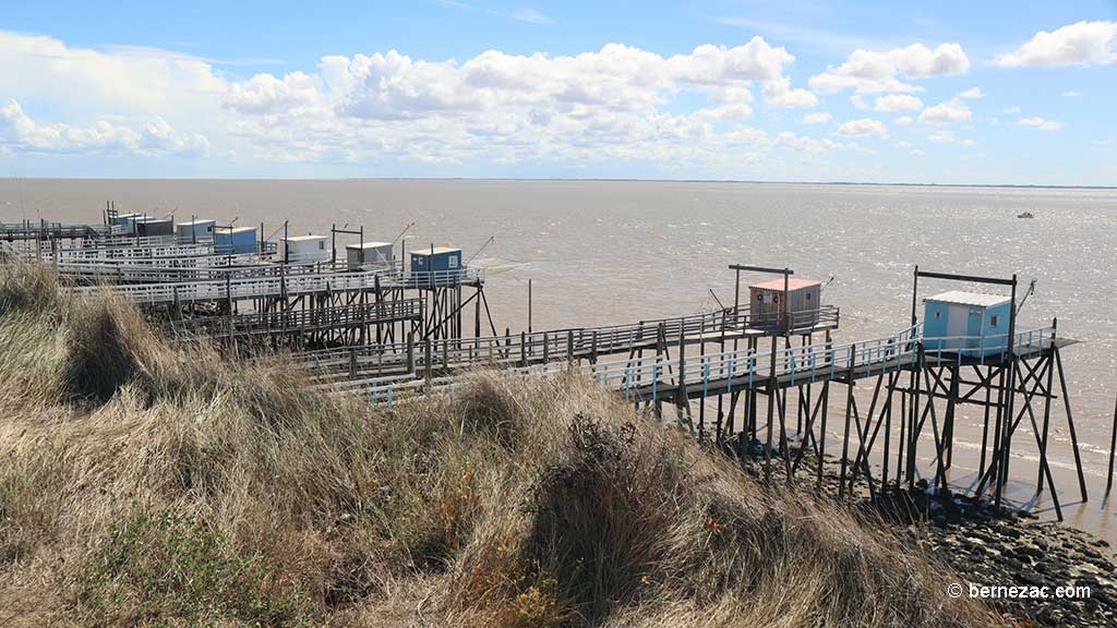 Talmont-sur-Gironde, la falaise du Caillaud, les carrelets