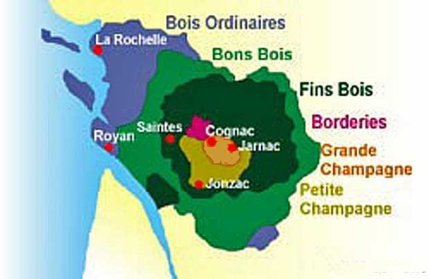 carte des crus de Cognac