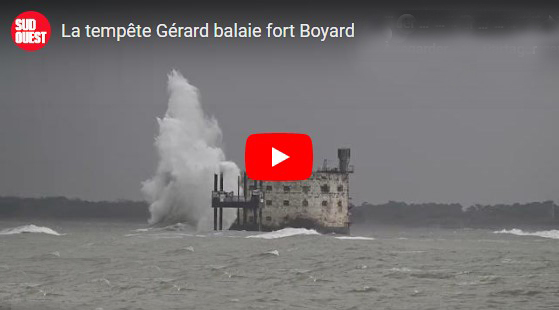 Fort Boyard sous les vagues, tempête Gerard
