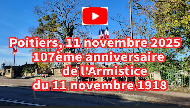 Poitiers,11 novembre 2025, Monument aux Morts, commémoration du 107ème anniversaire de la signature de l'armistice du 11 novembre 1918.